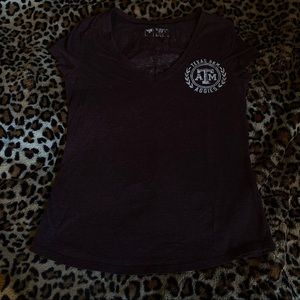 A&M Aggies v-neck tee, small, maroon